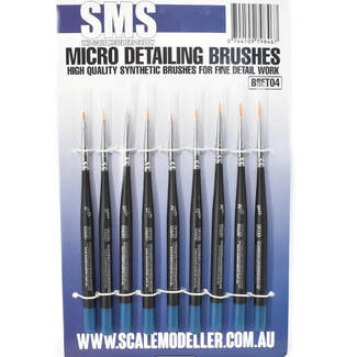 HUMBROL SMS Micro Detailing Brush Set (Synthetic) 9pc ASSORTED SIXZES