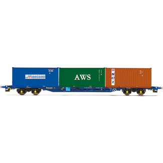 HORNBY HORNBY TOUAX, KFA CONTAINER WAGON WITH 3 X 20' CONTAINERS - ERA 11