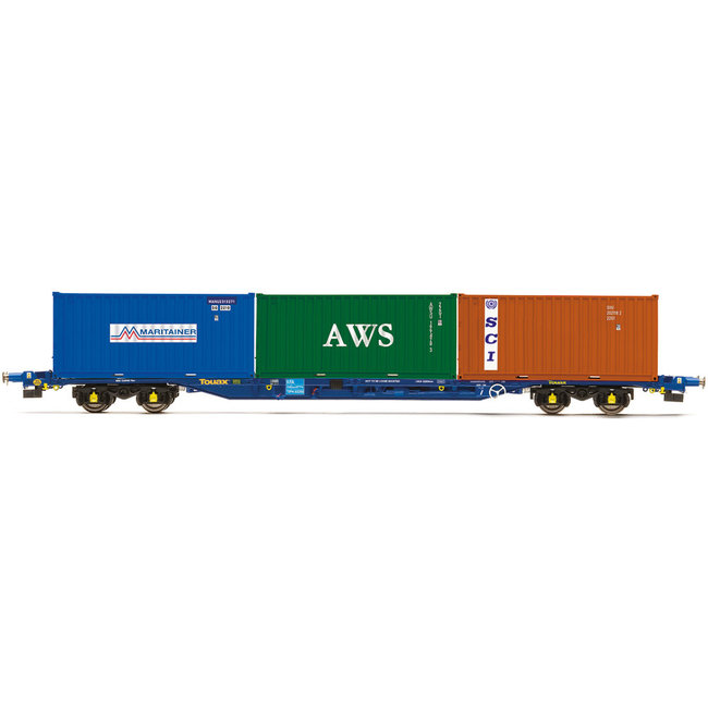 HORNBY TOUAX, KFA CONTAINER WAGON WITH 3 X 20' CONTAINERS - ERA 11