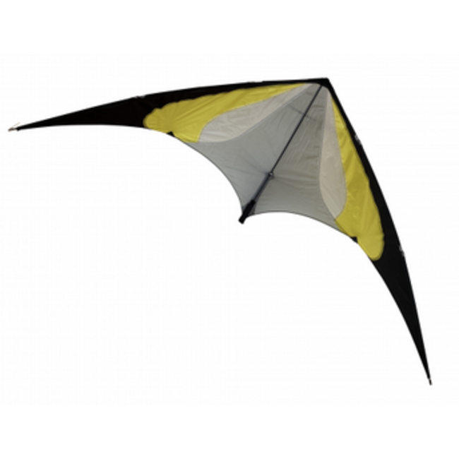 HAAK QUANTUM   DUAL STRING STUNT  KITE Size: 240cm  Material: Ripstop Polyester  Frame:  4mm Fibreglass  Wind speed: 12 - 20kph Line: Comes with line