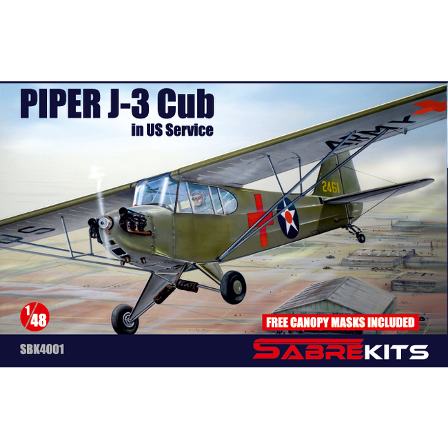 SabreKits 1/48 Piper J-3 Cub "US Service" Plastic Model Kit