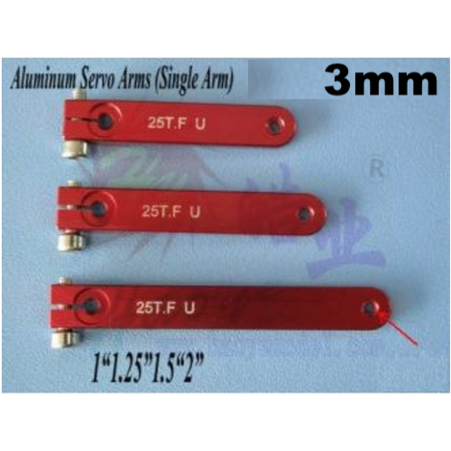 HY ALUMINIUM SERVO ARM SINGLE 2" HITEC 24T M3 THREAD