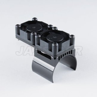 JAZ RIDER Jazrider RC Aluminium 540 Motor Heat Sink (Black) w/Twin Cooling Fans (JR-FAN2-BK)