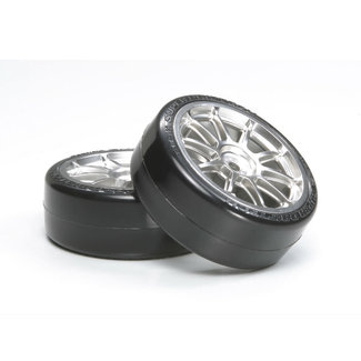 TAMIYA Tamiya 1/10 RC Metal-Plated 10-Spoke Wheel w/Cemented Super Driftech Tires(24mm Offset 0) #54022  [54022]