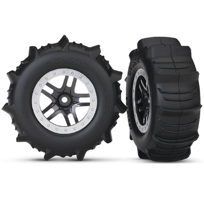 TRAXXAS PADDLE TIRES & WHEELS, PRE GLUED SCT SPLIT-SPOKE