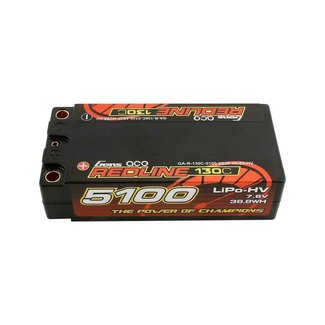 GENS ACE Gens Ace 2S Redline 5100mAh 7.6V 130C Shorty Hardcase/5mm bullet HV LiPo Battery (5.0mm Bullet)