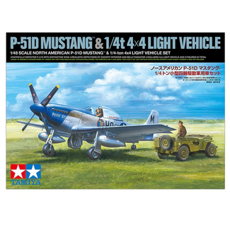 TAMIYA TAMIYA 1/48 North American P-51D Mustang & 1/4 Ton 4x4 Light Vehicle Set