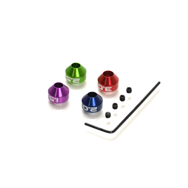 Exotek Racing COLLAR ID SET METRIC(4) for HUDY, PROTEK or similar size wrenches 1.5MM 2.0MM 2.5MM 3.0MM