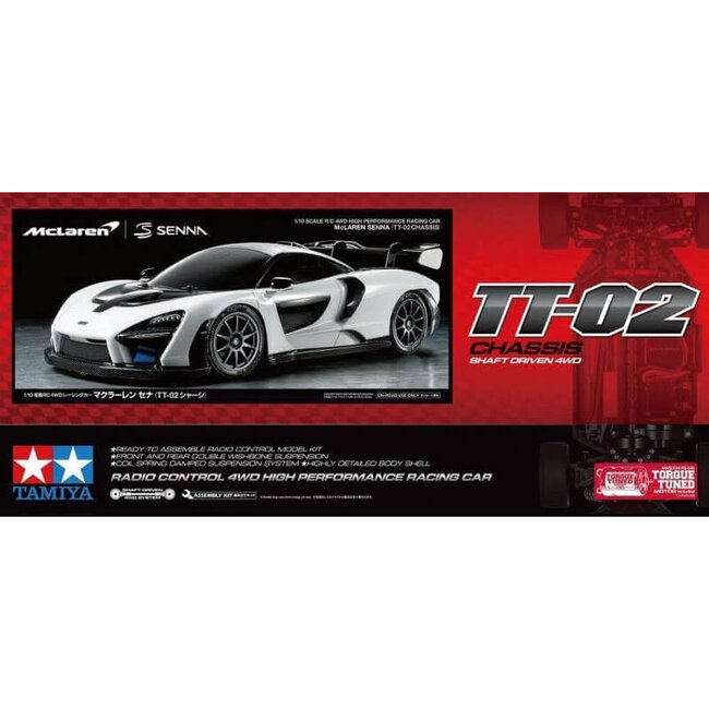 Tamiya 1/10 McLaren Senna (TT-02 Chassis) RC Kit  NO ESC INCLUDED REQUIRES TX, RX, ESC, BATTERY CHARGER & PAINT