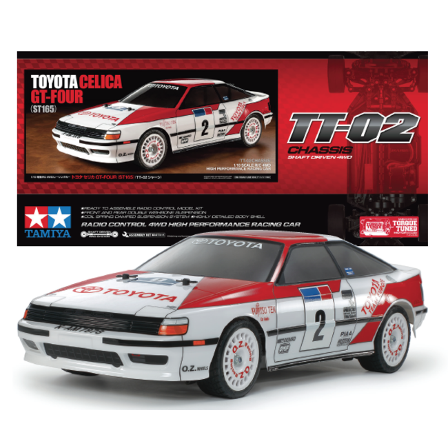 TAMIYA TOYOTA CELICA GT-FOUR  TT-02 1/10 KIT NO ESC INCLUDED REQUIRES TX, RX, ESC, BATTERY CHARGER & PAINT
