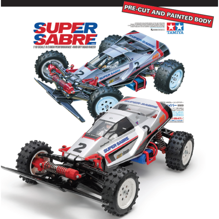 PRE ORDER NOV 2023 *** TAMIYA RC Super Sabre 2023 1/10 Scale RC 4WD -  Pre-Cut and Pre-Painted Body 1/10 KIT NO ESC INCLUDED REQUIRES TX, RX, ESC,  BATTERY CHARGER 