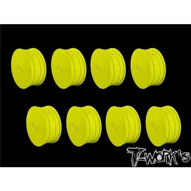 TWORKS 2.2" 12mm Hex Front Wheel YELLOW (B6.1/6.2/RB5/RB6/RB7/YZ2/XB2 ) 8pcs - TE-218-AY-8