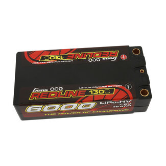GENS ACE Gens Ace 2S Redline 6000mAh 7.6V 130C Shorty Hardcase HV LiPo Battery (5.0mm Bullet)