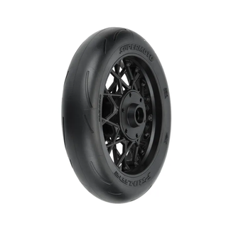 LOSI Proline 1/4 Supermoto Mounted Front Tyre with Black Wheel, ProMoto-MX