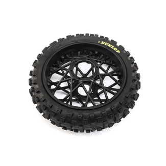 LOSI Losi Dunlop MX53 Rear Tyre Mounted with Black Wheel, ProMoto-MX