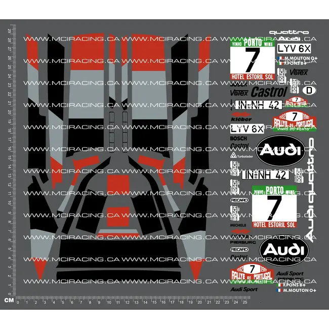 MCI 1/10TH TAM 58036 - AUDI QUATT RALLY DECALS - (D#O5O3B9D)
