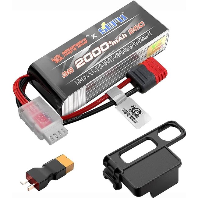 MJX 3S 11.1V 2000mAh 25C Battery comes with hardware to conert mjx battery strap