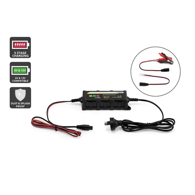 Certa 6V/12V Smart Battery Charger 1 Amp