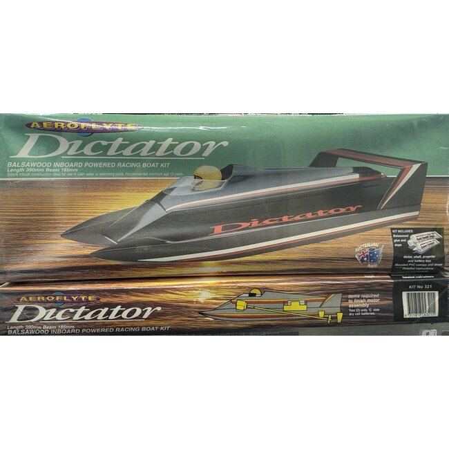 AEROFLYTE DICTATOR BOAT TIMBER KIT WITH INBOARD MOTOR & SHAFT  INCL  REQ.  2 X C SIZE BATT