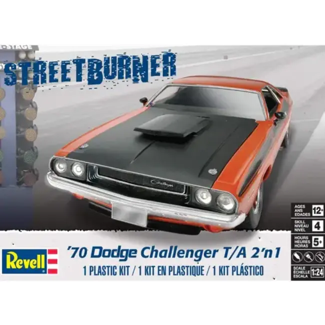 REVELL STREETBURNER 70 DODGE CHALLENGER 2 IN 1 1:25 BUILD AS R/T OR T/A