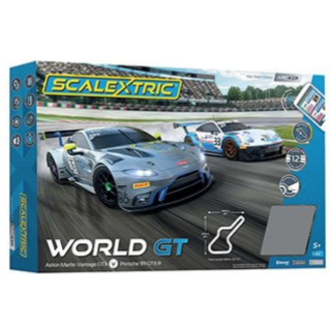 SCALEXTRIC SET WORLD GT ASTON MARTIN VANTAGE GT3 V PORSCHE 911 GT3 R BLUETOOTH & WIRELESS CONTROLLERS