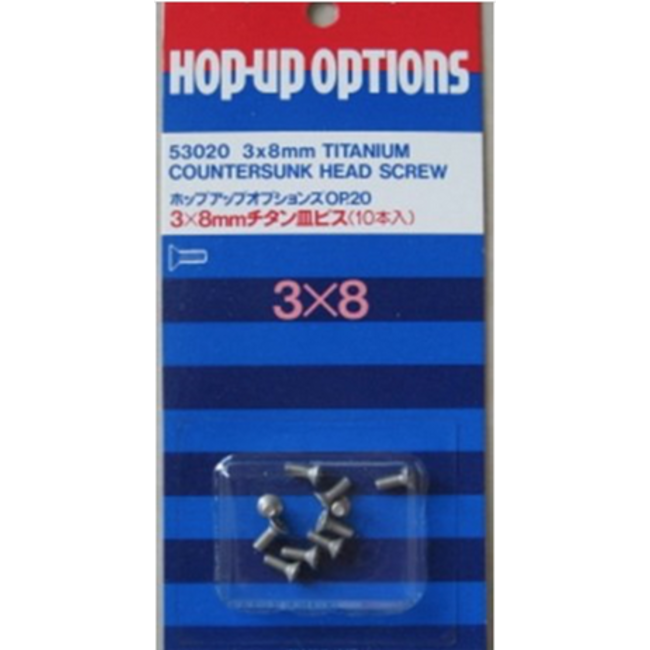TAMIYA 3X8mm COUNTER SUNK HEAD SCREWS TITANIUM 10 PCE