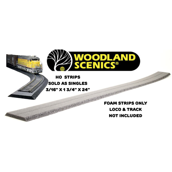WOODLAND SCENICS HO TRACK BED 3/16" X 1 3/4" X 24"  SOLD IN SINGLES