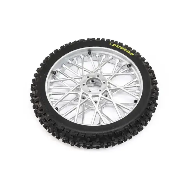 Losi Dunlop MX53 Front Tyre Mounted with Chrome Wheel, ProMoto-MX