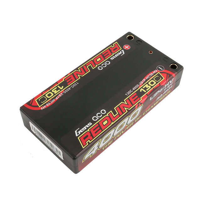 Gens Ace 2S Redline 4000mAh 7.6V 130C Shorty Hardcase/5mm bullet HV LiPo Battery (5.0mm Bullet)