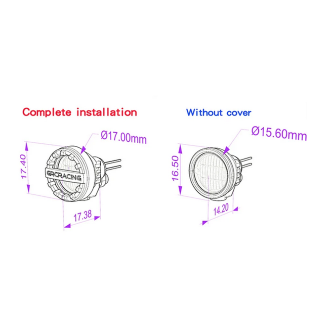 INJORA SPOTLIGHTS 16mm HT-LENS  & COVER WITH MOUNTING BRACKET  UNASSEMBLED KIT