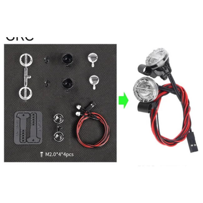 INJORA SPOTLIGHTS 16mm HT-LENS  & COVER WITH MOUNTING BRACKET  UNASSEMBLED KIT