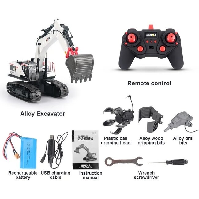 Huina 1/14 RC Excavator (White)