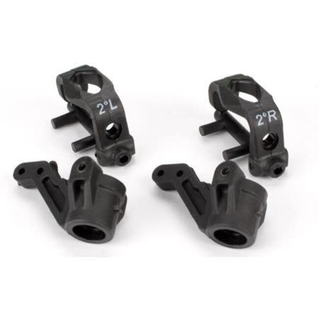Team Losi Front Spindles & Carriers 2-Deg, EA3: all X-S