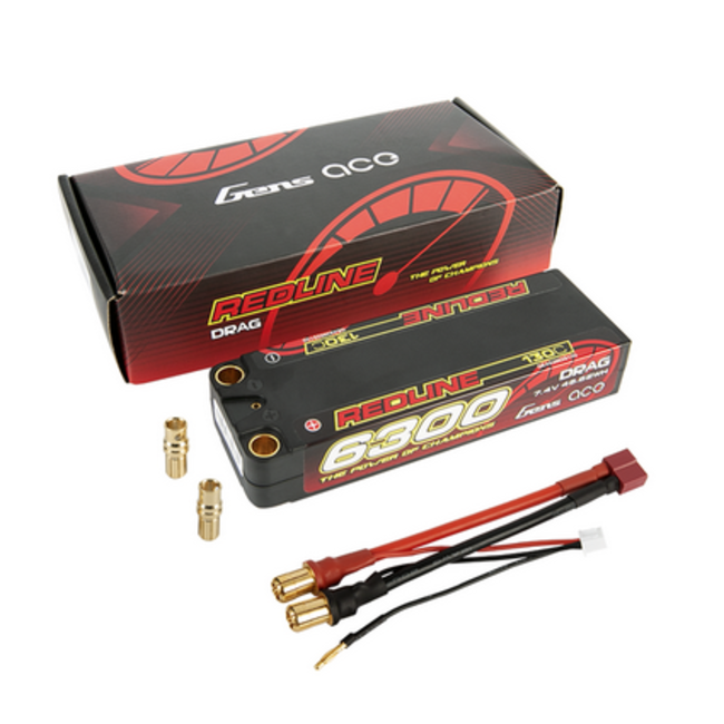 GENS ACE LIPO 7.4V 6300 MAH  130C 8mm BULLETS  & XT60 LEAD