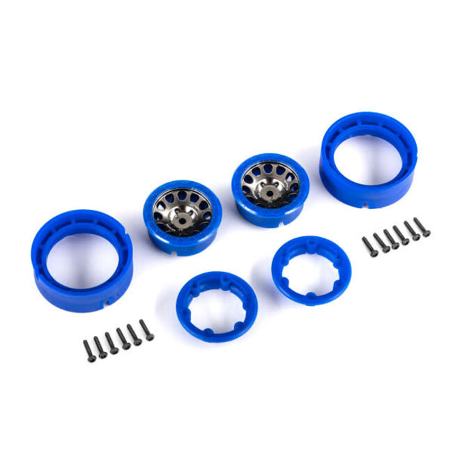 TRAXXAS TRX4M Wheels, 1.0", Method Race Wheels® 105 Beadlock (satin black chrome with blue beadlock) (2)