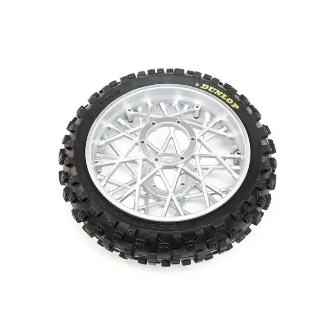 Losi Dunlop MX53 Rear Tyre Mounted with Chrome Wheel, ProMoto-MX