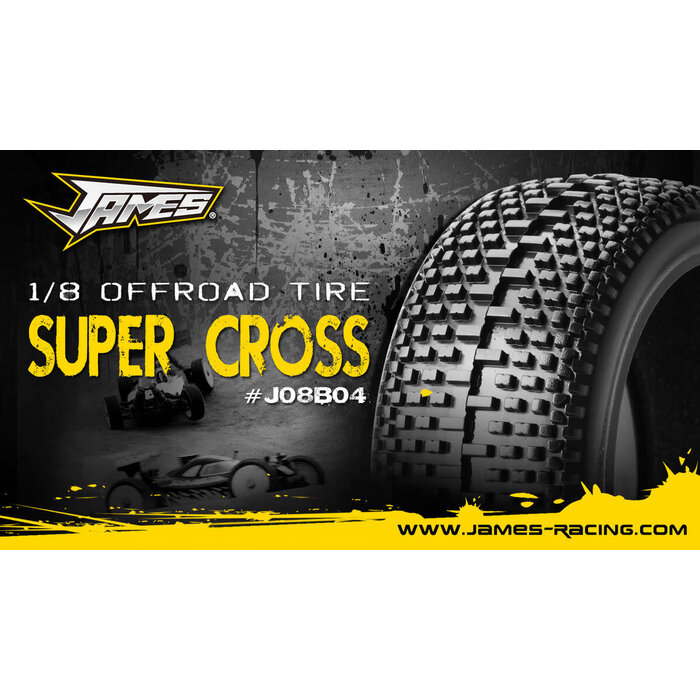 JAMES RACING SUPER CROSS 1/8 BUGGY TIRES SOFT WITH INSERTS www