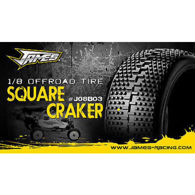 JAMES RACING SQUARE CRAKER 1/8 BUGGY TIRES SOFT WITH INSERTS