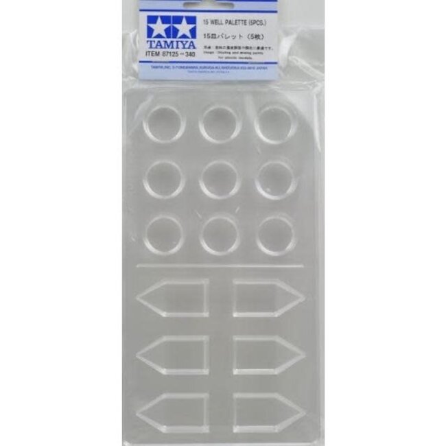 TAMIYA 15 WELL PAINT MIXING PALETTE  5 PACK