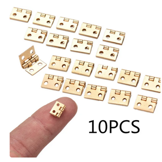 ACE IMPORTS 10 pce  Set Mini brass Hinge 10x 8mm opened 1/12 House Miniature Cabinet Furniture Brass Hinge