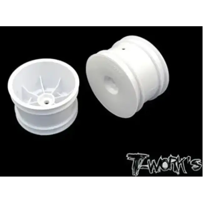 TWORKS 2.2" 12mm Hex Rear Wheel White ( For B6.1/B6.2/B64/B74/YZ2/YZ4/RB7/ZX7/D418/SRX2/SDX4 ) 2pcs - TE-218-CW-2