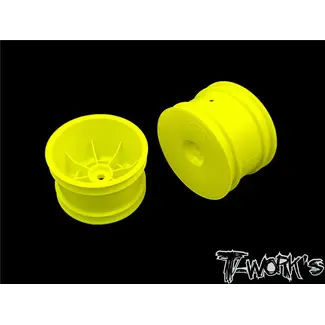 TWORKS TWORKS 2.2" 12mm Hex Rear Wheel yellow ( For B6.1/B6.2/B64/B74/YZ2/YZ4/RB7/ZX7/D418/SRX2/SDX4 ) 2pcs - TE-218-CY-2