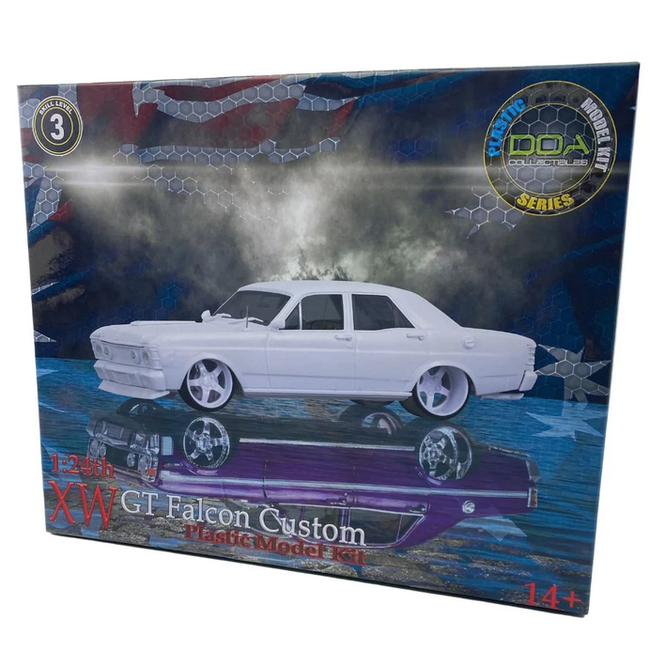 DDA 241K 1/24 Custom Slammed XW GTHO Ford Sealed Body Opening Bonnet with Engine Plastic Model Kit