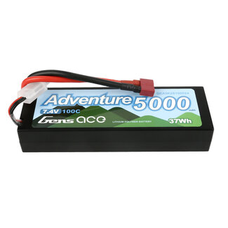 GENS ACE Gens Ace 2S Adventure 5000mAh 7.4V 100C Hardcase/Hardwired LiPo Battery (Deans)