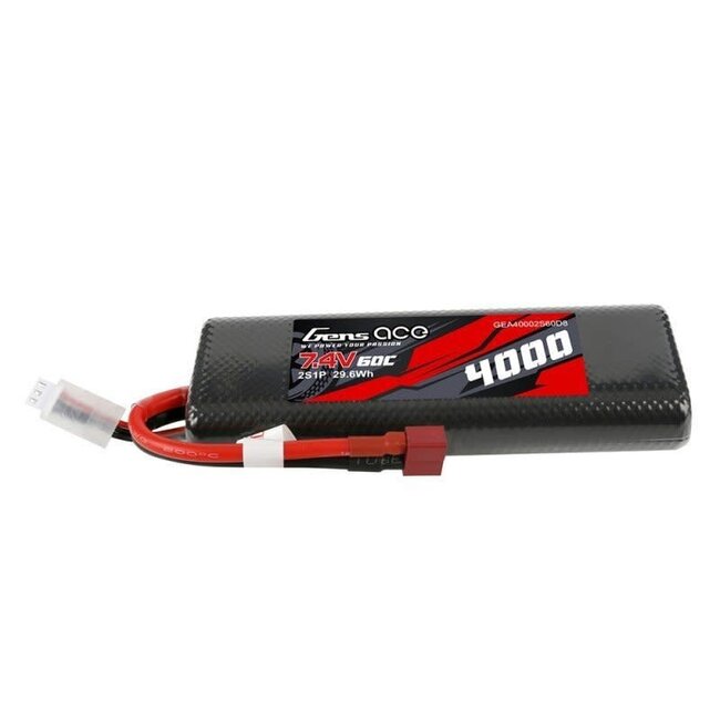 Gens Ace G-Tech 2S 4000mAh 60C 7.4V Oval Hardcase Lipo Battery (Deans)