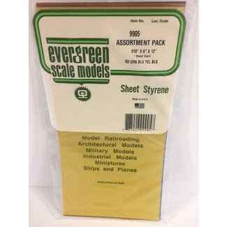 EVERGREEN EVERGREEN 9905 15 X 30CM COLOURED STYRENE SHEET .010 (PACK OF 5)