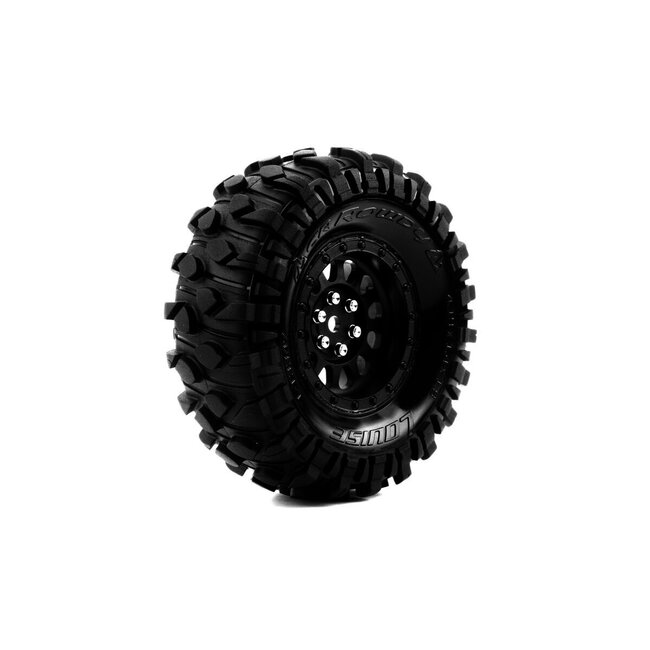 LOUISE CR-Rowdy Super Soft Crawler Tyre 1.9" class tyre 12mm hex Black chrome