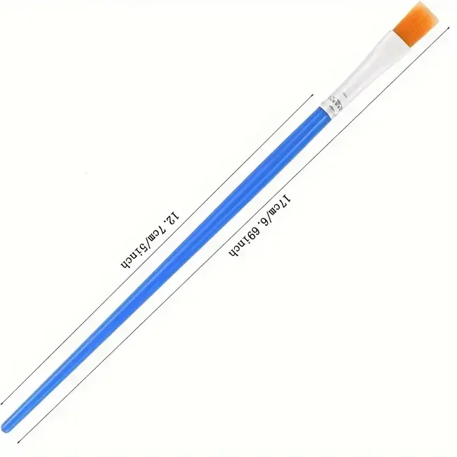 ACE BUDGET BLUE FLAT TIP BRUSH NYLON ( ORANGE BRISTLES )
