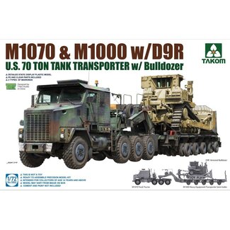 TAKOM Takom 1/72 U.S. M1070&M1000 w/D9R 70 Ton Tank Transporter w/Bulldozer Plastic Model Kit