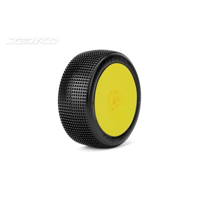 Jetko 1/8 MARCO Buggy Tyres (Dish/YELLOW Rim/Ultra Soft) (2pcs) [1003DYUSG] PRE MOUNTED